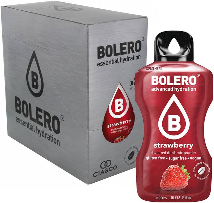 Pack Bolero Sabor Fresa (24 sobres) con Botella Shaker Cia&Co: El kit todo en uno para disfrutar de tu batido o refresco de fresa sin azúcar donde quieras. Cia&Co - zoom