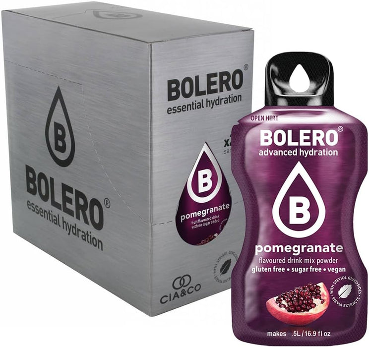 Pack Bolero Sabor Granada (24 sobres) con Botella Shaker: El kit completo para disfrutar de una bebida antioxidante y sin azúcar donde y cuando quieras. Cia&Co - zoom