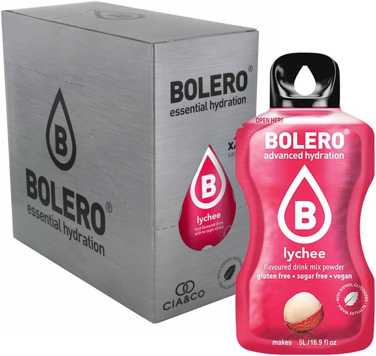 Pack Bolero Sabor Lichi (24 sobres) con Botella Shaker Cia&Co: El kit completo para disfrutar de la bebida más exótica y sin azúcar donde y cuando quieras. Cia&Co - zoom