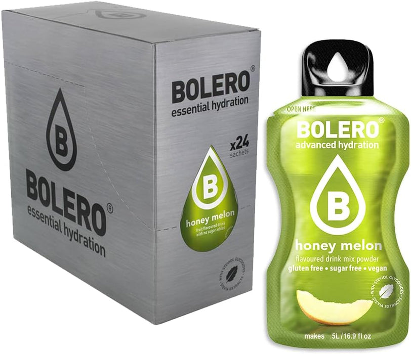 Pack Bolero Sabor Melón con Miel (24 sobres) con Botella Shaker: El kit completo para disfrutar de tu bebida veraniega sin azúcar donde y como quieras. Cia&Co - zoom