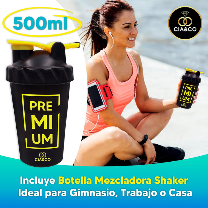 Pack completo Bolero Zanahoria y Naranja: 24 sobres de 9g sin azúcar con 50 Pepitas Saludables y un shaker mezclador de 500ml exclusivo de Cia&Co. Cia&Co - detalle