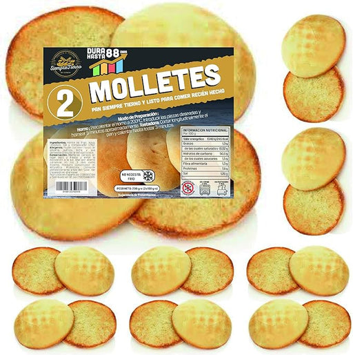 Pack de 10 Molletes XXL de Pan Precocido SiempreTierno (1kg), Pan de Larga Duración. Disfruta de molletes tiernos y suaves en minutos, sin necesidad de frío o congelación. Cia&Co - frontal