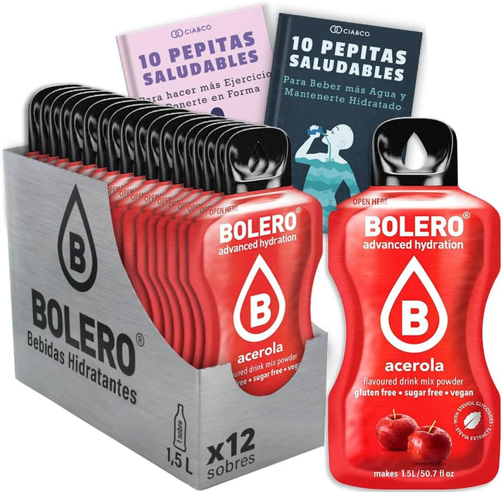 Pack de 12 Bebidas Bolero Sabor Acerola Sin Azúcar: Descubre el sabor de la superfruta y su Vitamina C, con 20 Pepitas Saludables Cia&Co de regalo. Cia&Co - frontal