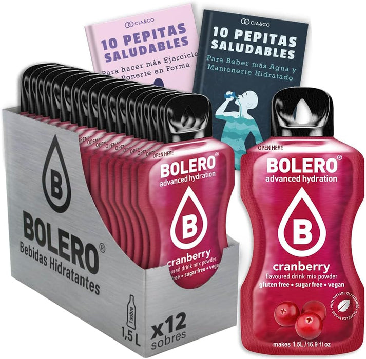 Pack de 12 Bebidas Bolero Sabor Arándano Rojo: Descubre un sabor sofisticado y sin azúcar, con 20 Pepitas Saludables Cia&Co para un plus de bienestar. Cia&Co - frontal