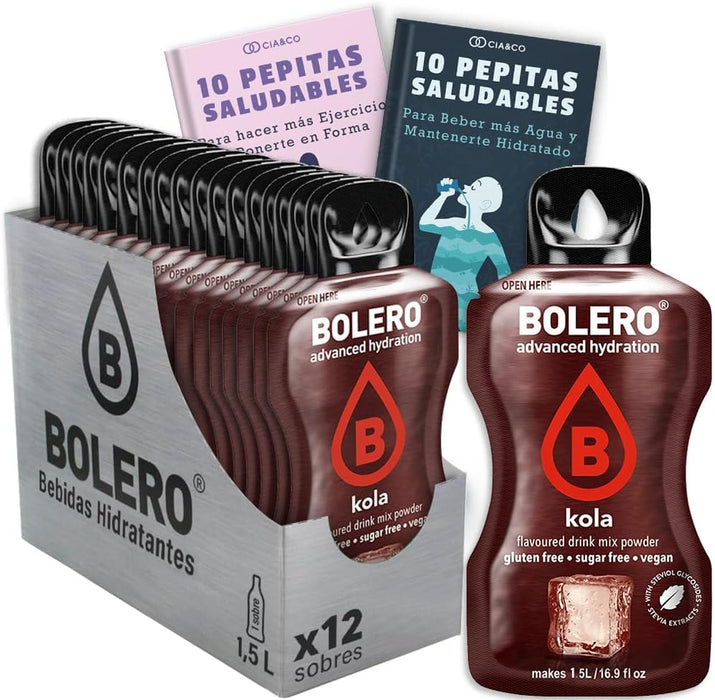 Pack de 12 Bebidas Bolero Sabor Cola Sin Azúcar: La alternativa saludable al refresco de cola, con 20 Pepitas Saludables Cia&Co para un plus de bienestar. Cia&Co - frontal