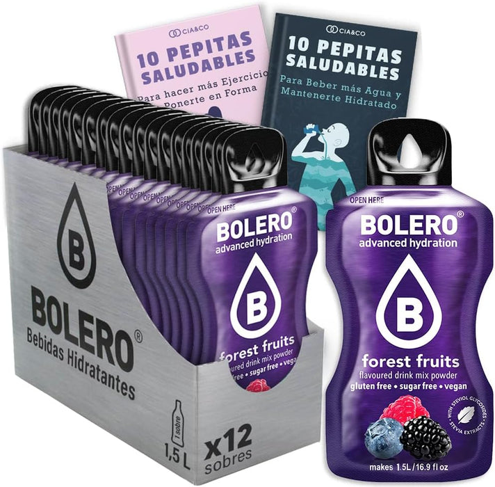 Pack de 12 Bebidas Bolero Sabor Frutas del Bosque: Descubre el refrescante sabor de las bayas silvestres sin azúcar, con 20 Pepitas Saludables de Cia&Co. Cia&Co - frontal