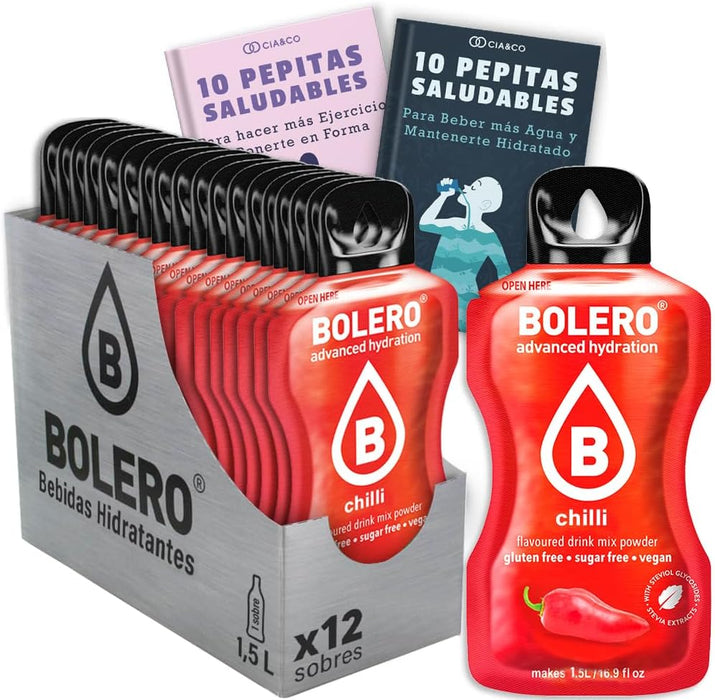 Pack de 12 Bebidas Bolero Sabor Guindilla, una experiencia picante y refrescante sin azúcar. Enriquecido con Vitamina C y Stevia, ideal para una hidratación atrevida. Cia&Co - frontal