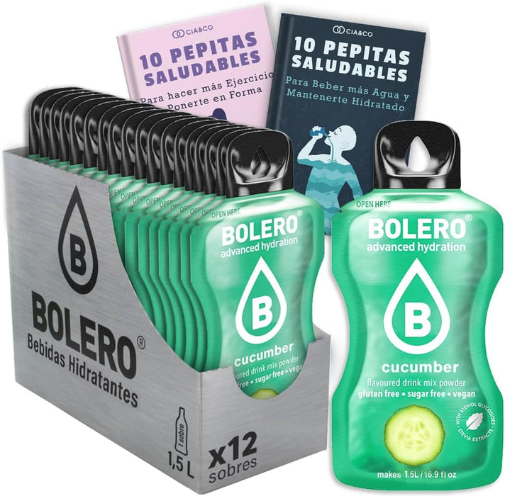 Pack de 12 Bebidas Bolero Sabor Pepino, la forma más original y refrescante de beber agua. Sin azúcar, con Vitamina C y un sabor que te cautivará. Cia&Co - frontal