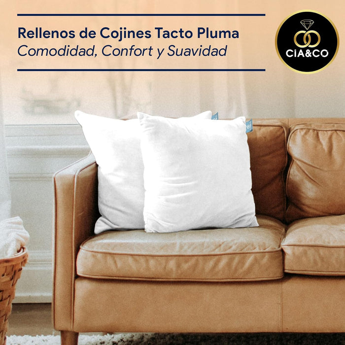 Pack de 2 Rellenos para Cojín 30x50 cm de Cia&Co. Con fibra virgen siliconada, hipoalergénico y antiácaros, para un confort superior y un tacto suave tipo viscoelástico. Cia&Co - detalle
