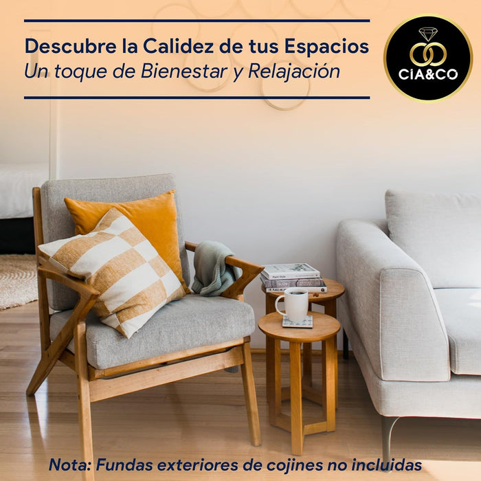 Pack de 2 Rellenos para Cojín 30x50 cm de Cia&Co. Fibra virgen indeformable, hipoalergénica y antiácaros, con funda transpirable y lavable para un confort duradero. Cia&Co - lateral
