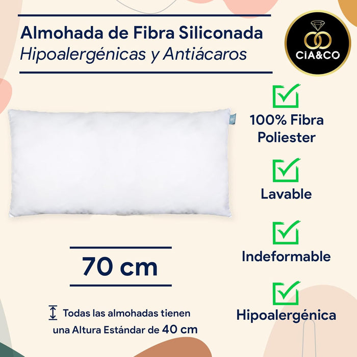 Pack de 2 Rellenos para Cojín 30x50 cm de Cia&Co. Fibra virgen siliconada para un tacto suave, hipoalergénico, antiácaros y lavable, ideal para decorar tu hogar. Cia&Co - zoom