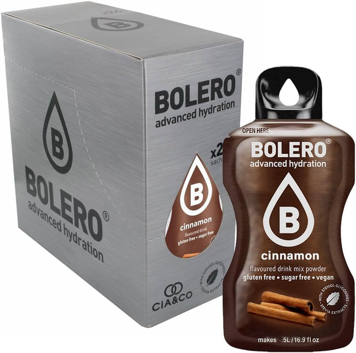 Pack de 24 Bebidas Bolero Sabor Canela, la forma más dulce y aromática de hidratarte sin azúcar. Con Vitamina C y Stevia para un bienestar completo. Cia&Co - extra
