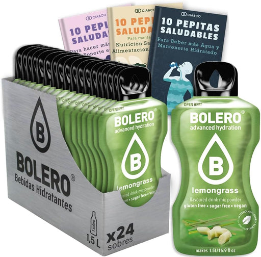 Pack de 24 Bebidas Bolero Sabor Citronela: Disfruta del refresco más original y sin azúcar, con 30 Pepitas Saludables Cia&Co de regalo. Cia&Co - frontal