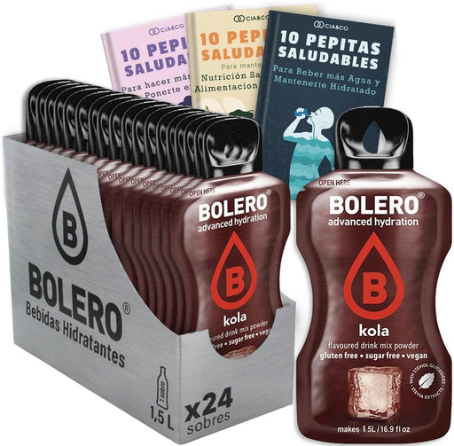 Pack de 24 Bebidas Bolero Sabor Cola Sin Azúcar: Disfruta del refresco más clásico de forma saludable, con 30 Pepitas Saludables Cia&Co de regalo. Cia&Co - frontal