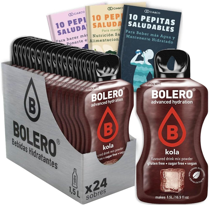 Pack de 24 Bebidas Bolero Sabor Cola Sin Azúcar: Disfruta del refresco más clásico de forma saludable, con 30 Pepitas Saludables Cia&Co de regalo. Cia&Co - frontal