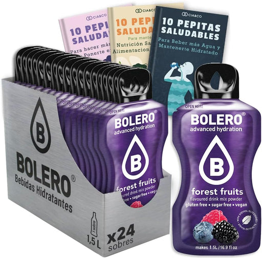 Pack de 24 Bebidas Bolero Sabor Frutas del Bosque: Disfruta de la mezcla de bayas silvestres en una bebida sin azúcar, con 30 Pepitas Saludables Cia&Co. Cia&Co - frontal