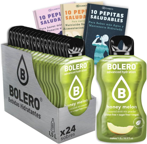 Pack de 24 Bebidas Bolero Sabor Melón con Miel: Disfruta de un refresco veraniego y sin azúcar, con 30 Pepitas Saludables Cia&Co de regalo. Cia&Co - frontal