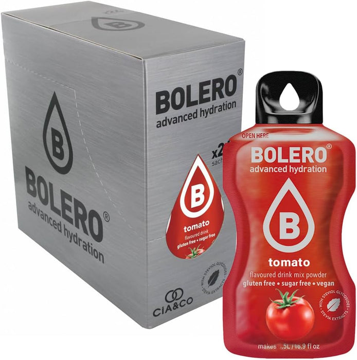 Pack de 24 sobres de Bolero sabor Tomate, una bebida hidratante y sorprendente sin azúcar. Incluye 30 Pepitas Saludables para inspirar tu bienestar by Cia&Co. Cia&Co - extra