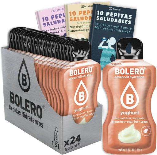 Pack de 24 sobres de Bolero Yogurt, una bebida sin azúcar con un sabor ácido y cremoso. Incluye 30 Pepitas Saludables de Cia&Co para potenciar tu bienestar. Cia&Co - frontal