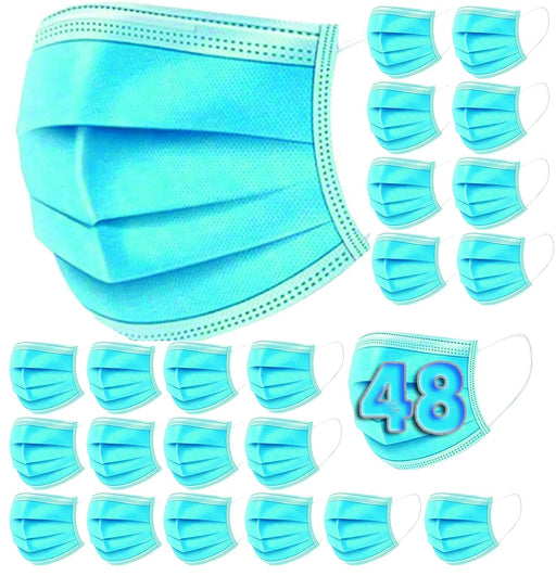 Pack de 48 mascarillas higiénicas desechables The Pink House. Fabricadas con 3 capas de protección para una filtración eficiente y un uso diario seguro y cómodo. Cia&Co - frontal