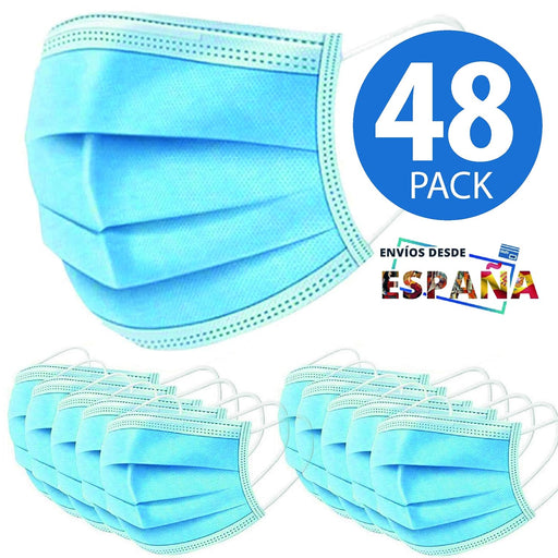 Pack de 48 mascarillas higiénicas desechables The Pink House. Fabricadas con 3 capas de protección para una filtración eficiente y un uso diario seguro y cómodo. Cia&Co - pack