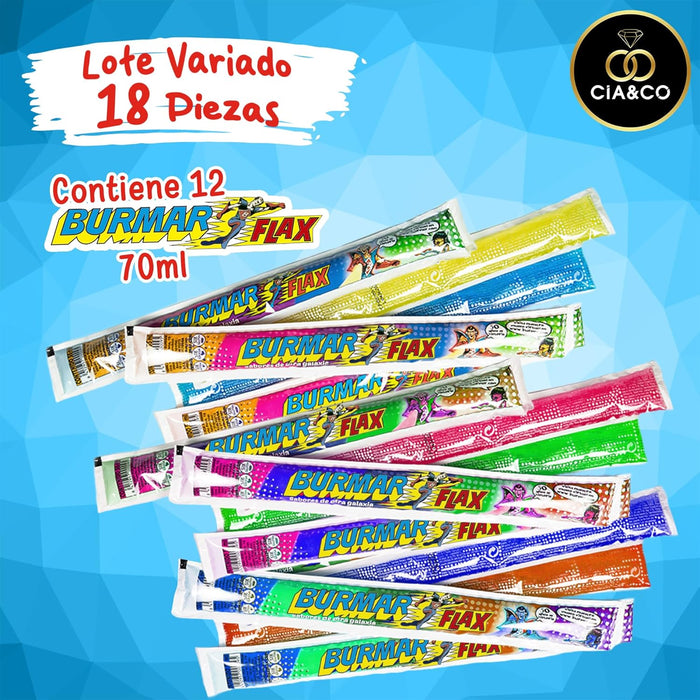 Pack Veraniego Cia&Co con 18 Flashes de Sabores Top. Incluye 6 polines Duo Sticks de Vidal de doble sabor y 12 flashes Burmar con los sabores más clásicos y refrescantes. Cia&Co - lateral
