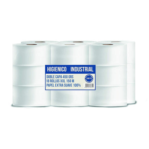 Papel Higiénico Industrial Cia&Co, Pack Ahorro 18 Rollos XXL de 150 Metros. Papel de Doble Capa Extra Suave, 100% Celulosa Virgen para Máxima Durabilidad y Resistencia. Cia&Co - pack