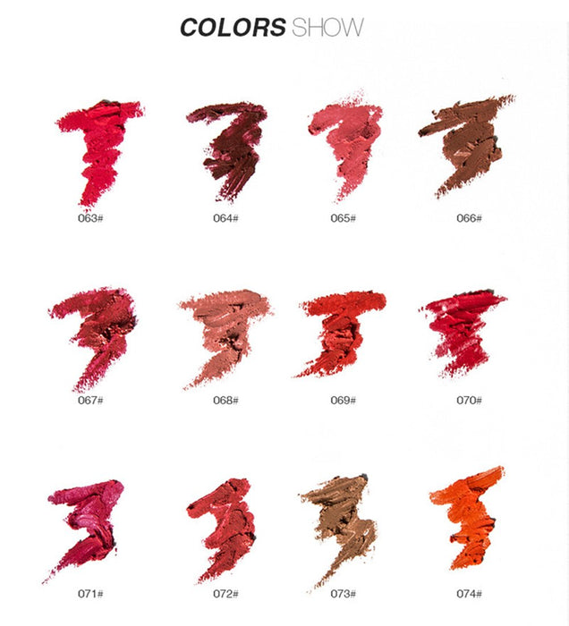 Set de 12 Lápices Delineadores de Ojos y Labios Matte de Larga Duración. Un kit de maquillaje versátil y resistente al agua con 12 colores diferentes para looks creativos. Cia&Co - ingredientes