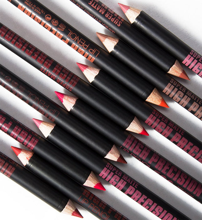 Set de 12 Lápices Delineadores de Ojos y Labios Matte de Larga Duración. Un kit de maquillaje versátil y resistente al agua con 12 colores diferentes para looks creativos. Cia&Co - uso