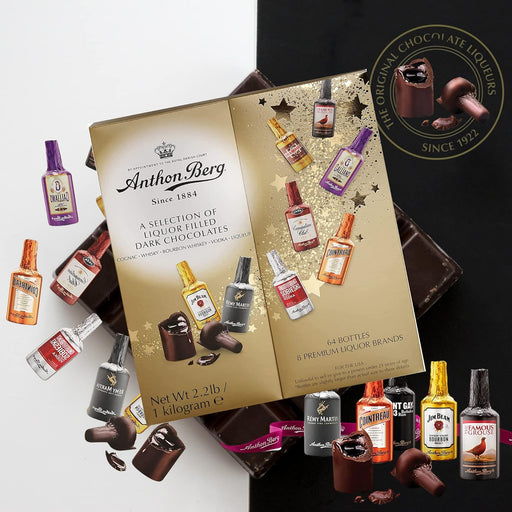 Surtido de Bombones de Licor, Pack Regalo con 94 Unidades. Incluye Botellitas de Chocolate con Licor Anthon Berg y Bombones de Coñac Alte Excellenz. Una experiencia gourmet única. Cia&Co - pack