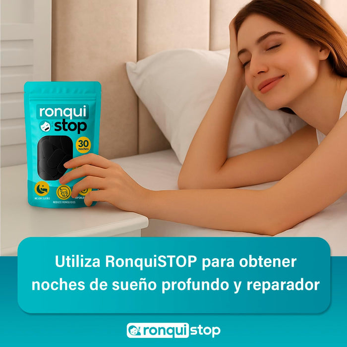Tiras Antironquidos RoquiSTOP de Cia&Co, 30 Unidades para 30 noches. Adhesivo hipoalergénico para evitar ronquidos, favorecer la respiración nasal y mejorar el descanso. Cia&Co - uso