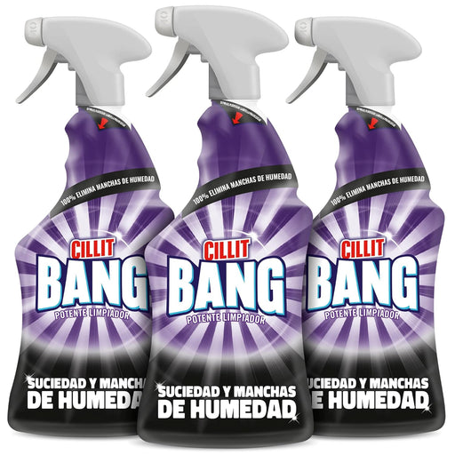 Cillit Bang Limpiador de Manchas de Humedad y Suciedad, Pack de 3 sprays de 750ml (Total 2.25L). Potente fórmula para eliminar juntas negras y moho sin esfuerzo. Cillit Bang - frontal