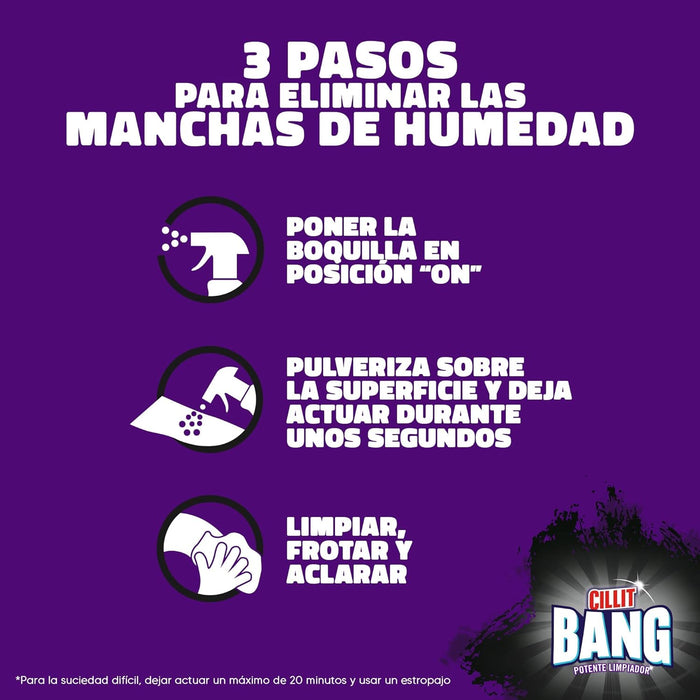 Cillit Bang Limpiador de Manchas de Humedad y Suciedad, Pack de 3 sprays de 750ml (Total 2.25L). Potente fórmula para eliminar juntas negras y moho sin esfuerzo. Cillit Bang - pack
