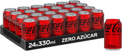 Coca-Cola Zero Azúcar, pack de 24 latas de 330ml. El refresco de cola con todo el sabor original, pero sin azúcar y sin calorías, en un envase 100% reciclable. Coca-Cola - detalle
