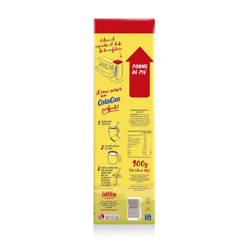 ColaCao Original en 50 sobres individuales de 18g. El cacao natural en polvo de siempre en formato monodosis, perfecto para hostelería, oficinas o para llevar. Colacao - pack