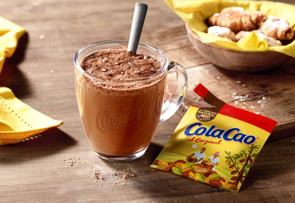 ColaCao Original en 50 sobres individuales de 18g. El cacao natural en polvo de siempre en formato monodosis, perfecto para hostelería, oficinas o para llevar. Colacao - uso