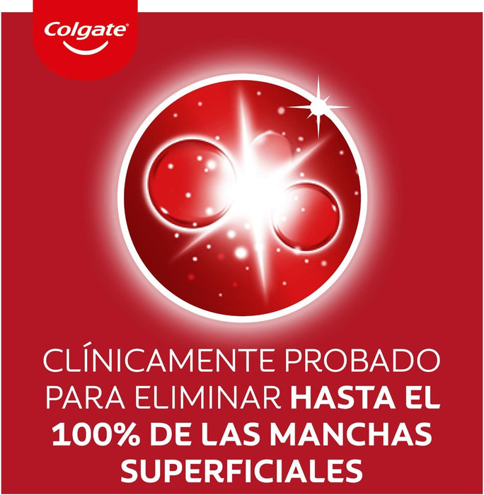 Colgate Max White One, pack de 12 pastas de dientes blanqueadoras (12x75ml). Fórmula clínicamente probada que elimina el 100% de manchas para una sonrisa más blanca. Colgate - lateral