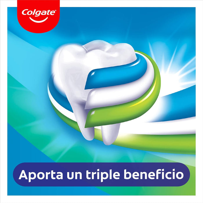 Colgate Triple Acción, pack de 6 pastas de dientes de 75ml. El dentífrico con flúor para toda la familia que protege contra la caries, blanquea los dientes y refresca el aliento. Colgate - uso