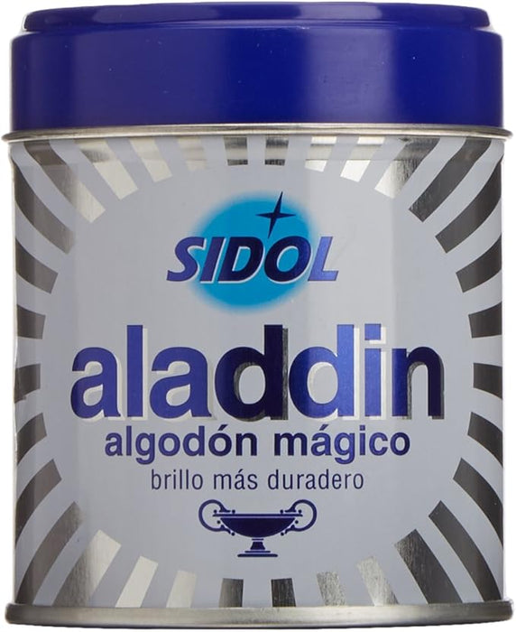 Aladdin Algodón Mágico Limpia Metales, Pack de 3x75g. La solución definitiva para limpiar y abrillantar plata, oro, cromo y otros metales con un brillo espectacular y duradero. Colon - detalle