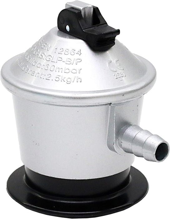 Regulador de Gas Butano Com Gas de 30 mbar. Un cabezal de gas seguro y fiable para acoplar a bombonas y aparatos como estufas, hornillos o calentadores de agua. Com Gas - frontal