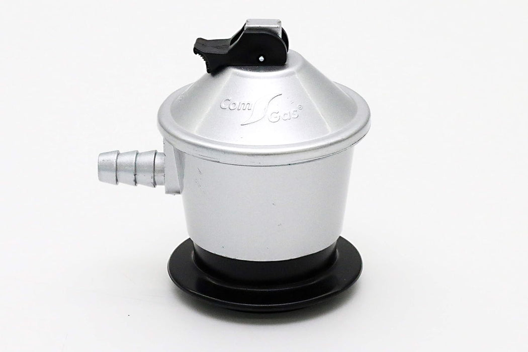 Regulador de Gas Butano Com Gas de 30 mbar. Un cabezal de gas seguro y fiable para acoplar a bombonas y aparatos como estufas, hornillos o calentadores de agua. Com Gas - pack