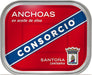 Anchoas del Cantábrico Consorcio en Aceite de Oliva, lata de 335g. Filetes de anchoa elaborados de forma artesanal para disfrutar de una exquisitez culinaria de gran formato. Consorcio - frontal