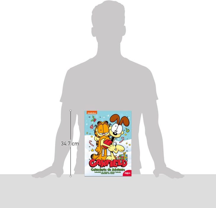 Dekora Calendario de Adviento de Garfield, 50g. Una cuenta atrás para la Navidad muy divertida y perezosa con 24 chocolatinas de cremoso chocolate con leche. Dekora - lateral