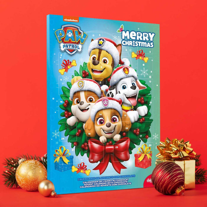 Dekora Calendario de Adviento de la Patrulla Canina con Guirnalda, 50g. Una cuenta atrás 2 en 1 con 24 chocolatinas y una guirnalda para decorar en Navidad. Dekora - uso