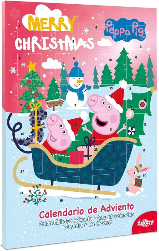 Dekora Calendario de Adviento de Peppa Pig, 50g. La cuenta atrás para la Navidad más divertida con Peppa, George y 24 chocolatinas de chocolate con leche y colorantes naturales. Dekora - frontal