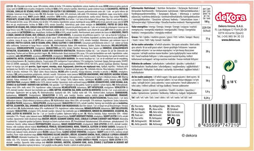 Dekora Calendario de Adviento Infantil de Unicornio, 50g. Un calendario navideño de fantasía con 24 deliciosas chocolatinas de chocolate con leche sin gluten. Dekora - pack