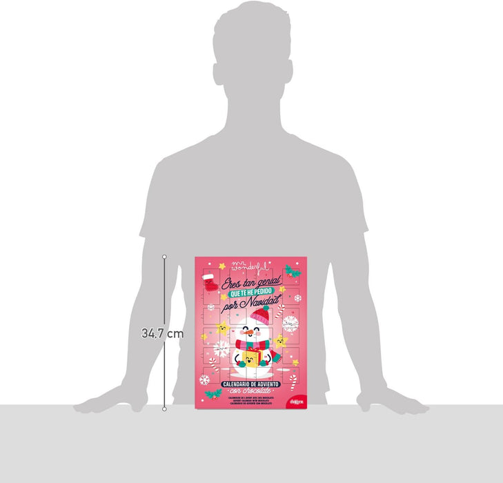 Dekora Calendario de Adviento Mr. Wonderful, 50g. Una cuenta atrás para la Navidad con 24 chocolatinas, mensajes positivos y el diseño más genial y divertido. Dekora - lateral