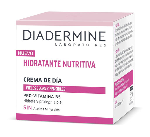 Diadermine Crema de Día Hidratante Nutritiva, pack de 2x50ml. Fórmula especializada para pieles secas y sensibles con Provitamina B5 que protege, nutre y suaviza intensamente tu cutis. Diadermine - pack