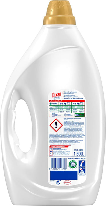 Dixan Gel Aromaterapia Loto y Aceite de Almendras, pack de 4 detergentes líquidos (120 lavados). Jabón para ropa blanca y de color con aceites esenciales 100% naturales. Dixan - extra