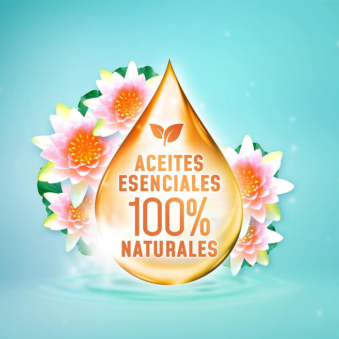 Dixan Gel Aromaterapia Loto y Aceite de Almendras, pack de 4 detergentes líquidos (120 lavados). Jabón para ropa blanca y de color con aceites esenciales 100% naturales. Dixan - lateral